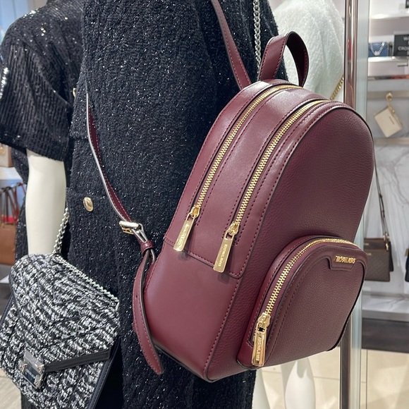 Michael Kors Jaycee Medium Pebbled Leather Backpack
 Oxblood/Golden NWT - Picture 13 of 16